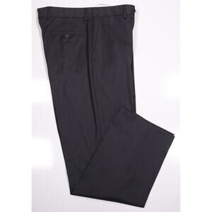 H. Stockton Loro Piana Charcoal Gray Super 130's Wool Flat Front Pants 33x31